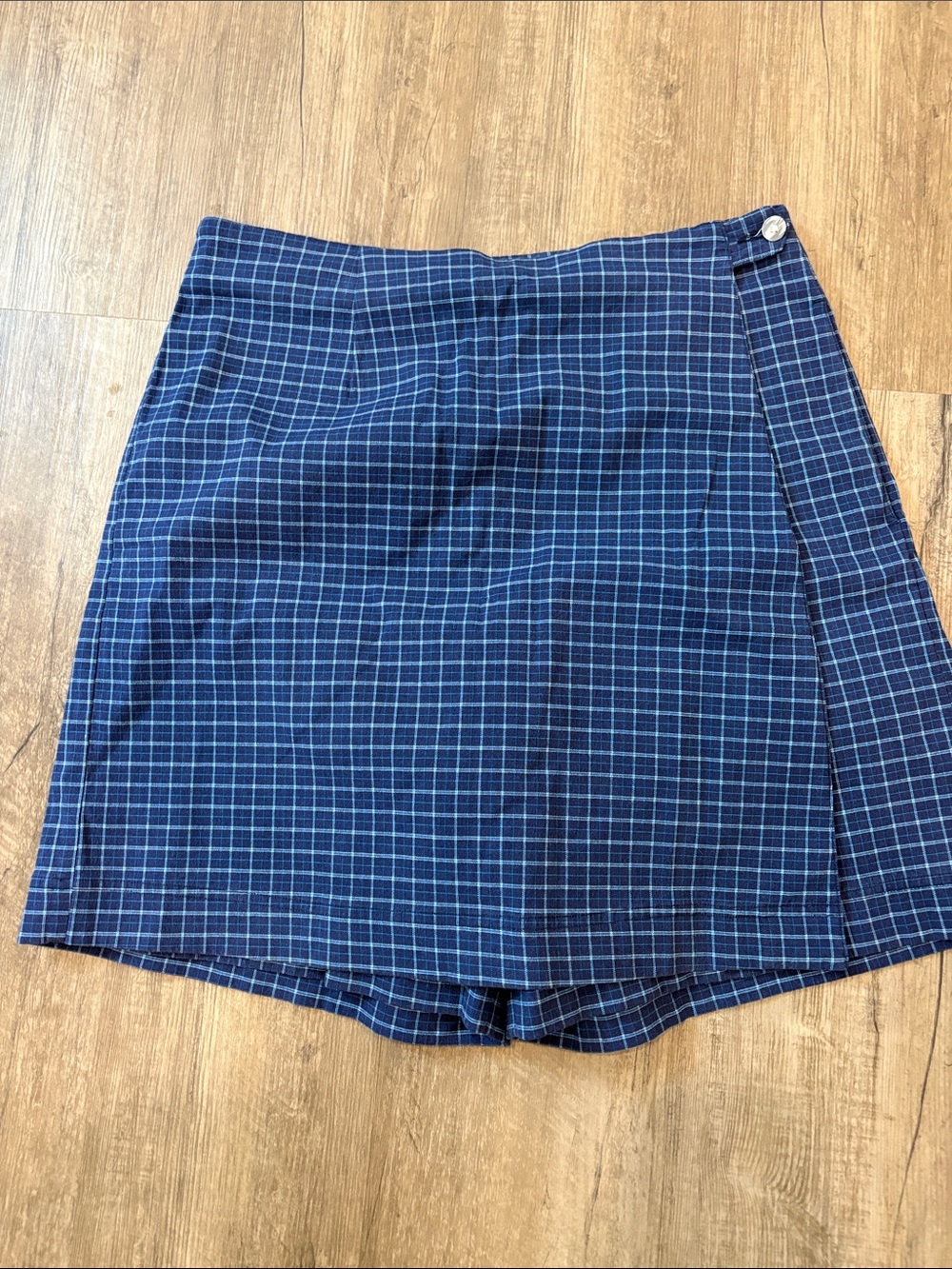 Vintage Cotton Arrow Navy Plaid Wrap-Style Skort